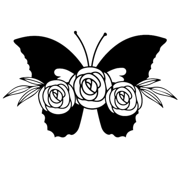 Una mariposa con rosas