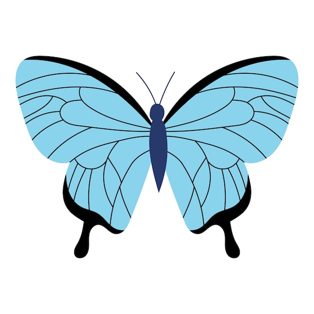 Mariposa sobre fondo blanco en vector aislado de estilo plano