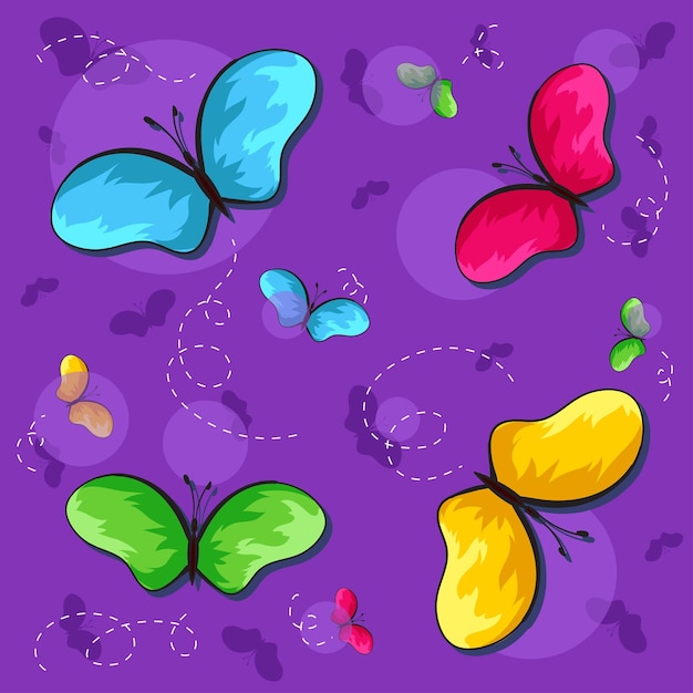 Vector mariposas coloridas volando alrededor de vectores para libros de cuentos para niños siluetas de mariposas