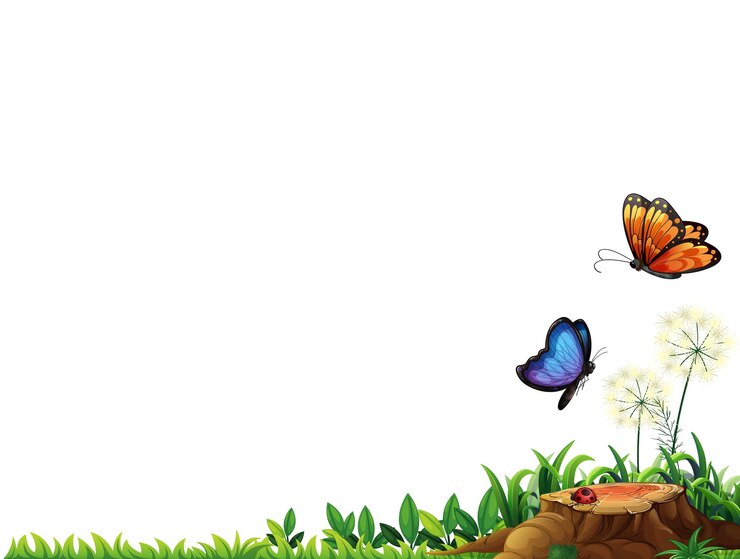 Las mariposas y las flores en el jardín
