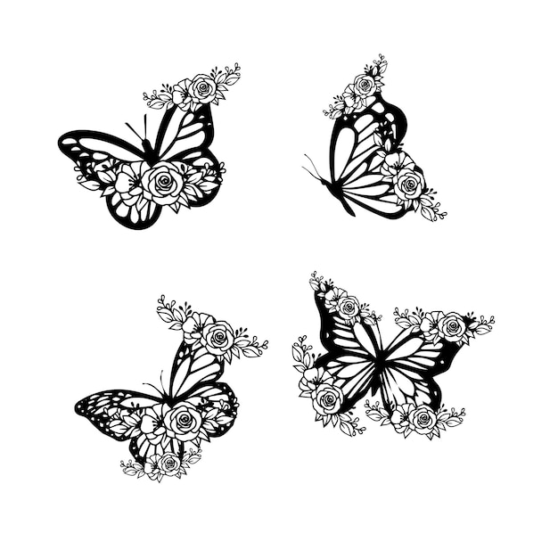 mariposas con fondo blanco