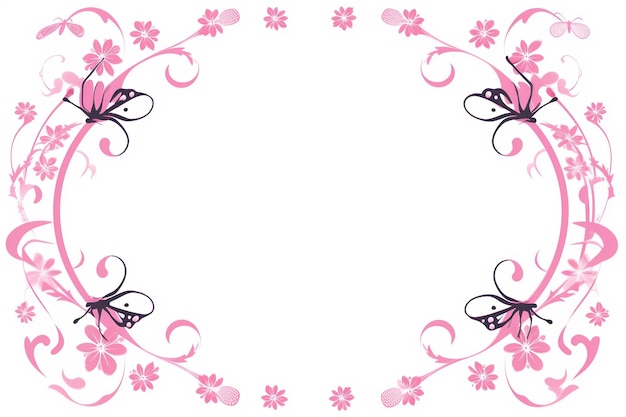 Las mariposas con marcos florales rosados