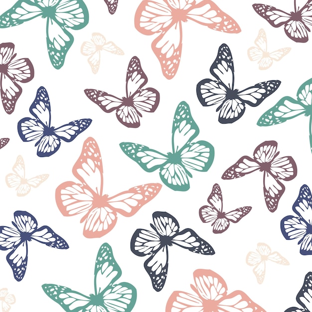 Las mariposas voladoras en suaves colores pastel calcáreos calmantes
