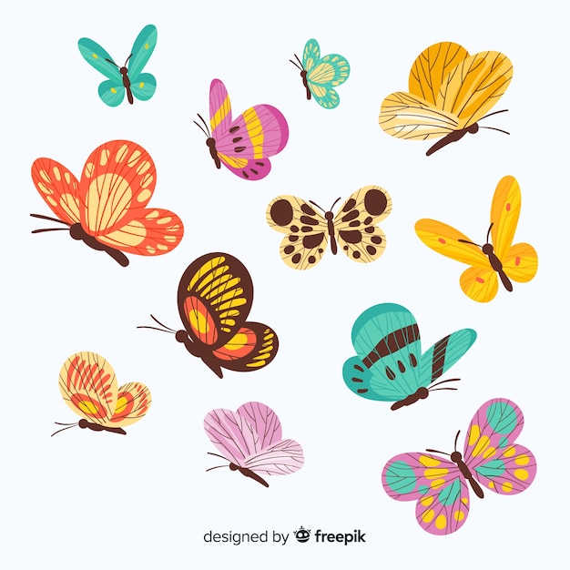 Mariposas volando en diseño plano