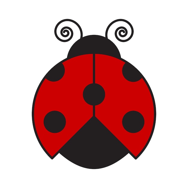 Vector mariquita roja con puntos negros ilustración vectorial en estilo de dibujos animados