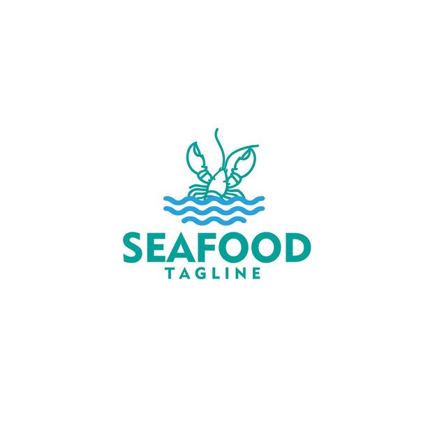Mariscos langosta cangrejo camarón camarón cangrejos diseño de logotipo de lujo plantilla vectorial