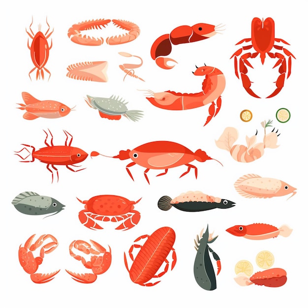 mariscos vector pescado ilustración comida mar océano gráfico aislado icono de diseño fresco resta