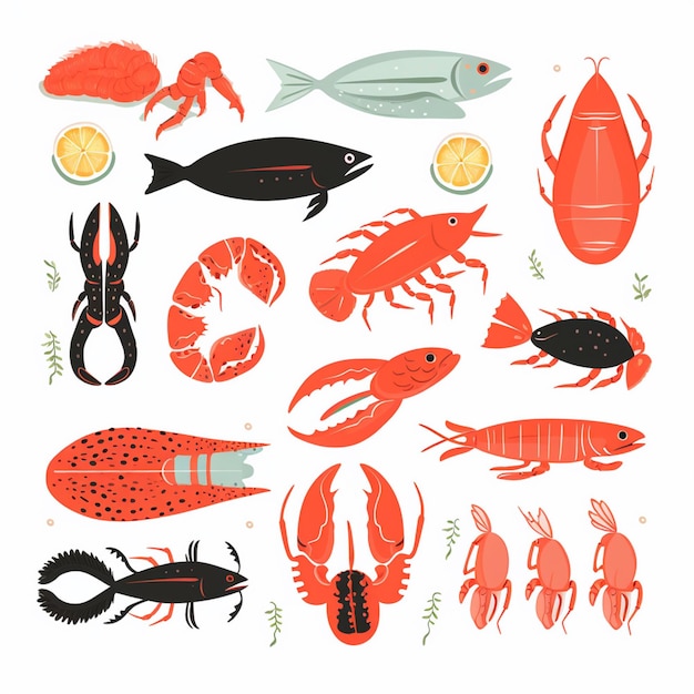 mariscos vector pescado ilustración comida mar océano gráfico aislado icono de diseño fresco resta