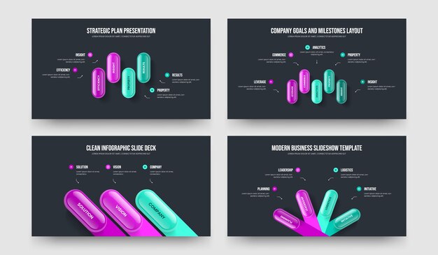 Marketing Launch 4 5 3 4 Option Diagram Frame Design Set