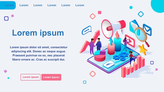Marketing Online Service Isometric Vector Webpage