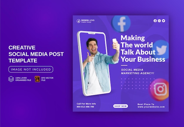 Marketing The World Marketing digital Instagram Banner Anuncio Plantilla de publicación en redes sociales