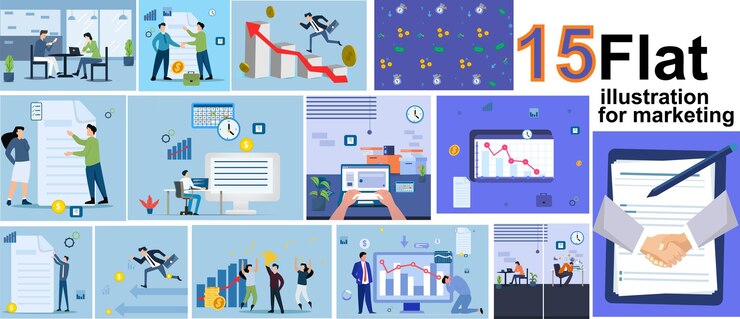 marketing de tráfico de ilustración plana para negocios de marketing y promoción de negocios