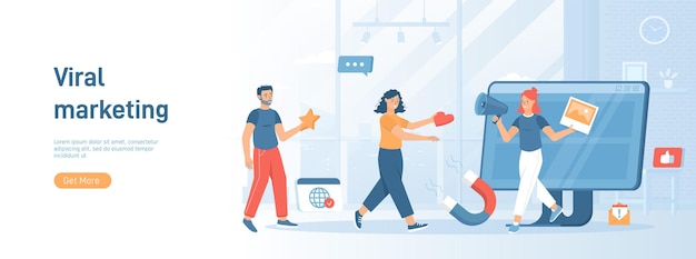Marketing viral Publicidad y promoción Compartir en las redes sociales Concepto plano genial para las redes sociales