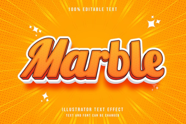 Mármol, efecto de texto editable gradación amarilla estilo cómico moderno naranja