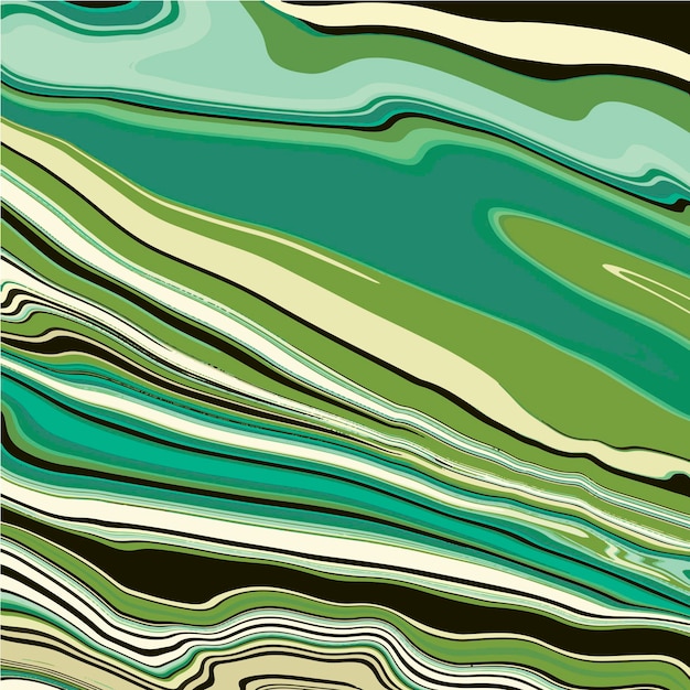 Vector mármol líquido colores naturales rayas verde esmeralda verde y negro fondo abstracto