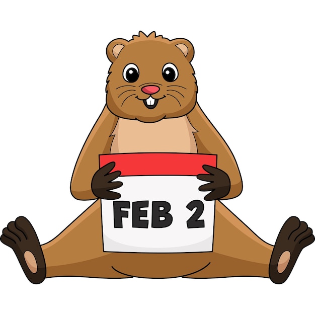 Marmota con calendario de dibujos animados clipart