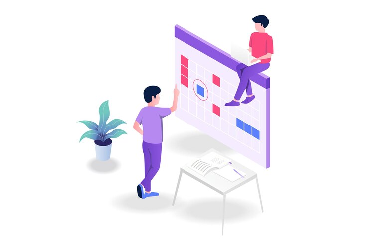 Vector marque el calendario para los planes de trabajo