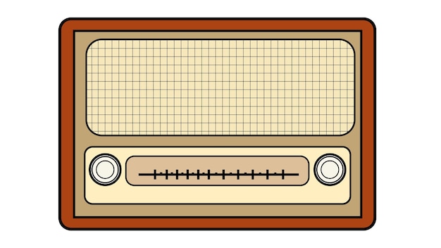 Marrón con amarillo antiguo retro antiguo vintage rectangular primer hipster radio música receptor de radio