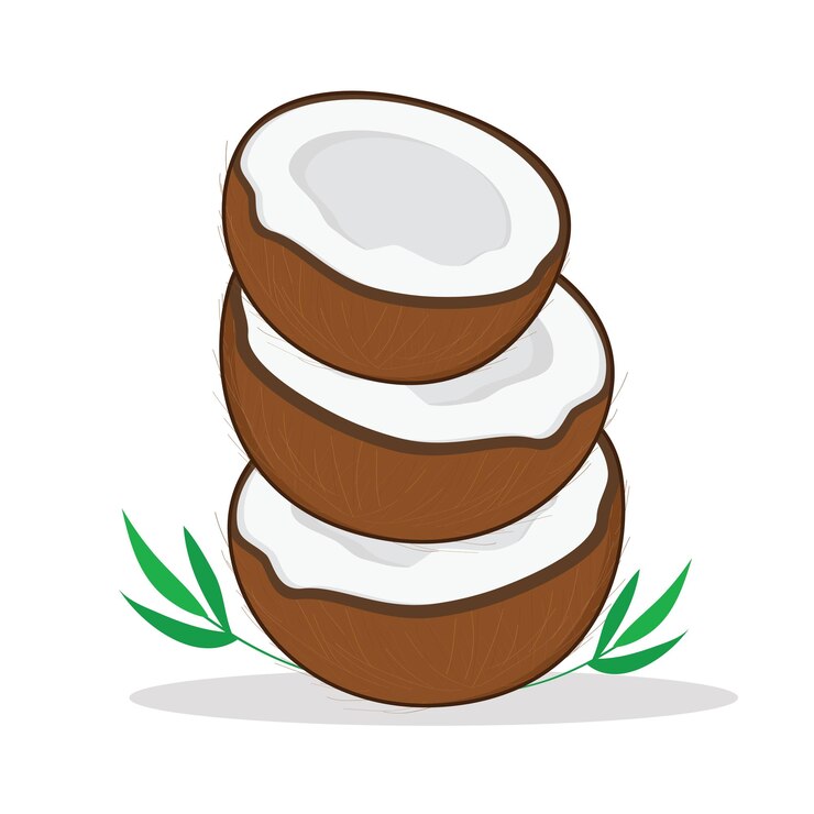 Vector marrón coco coco carne de coco vector diseño del logotipo icono ilustración de dibujos animados