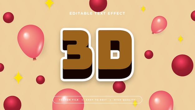 Marrón rojo y beige 3d estilo de fuente de efecto de texto editable 3d