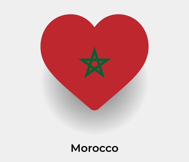 Marruecos bandera corazón forma icono vector ilustración