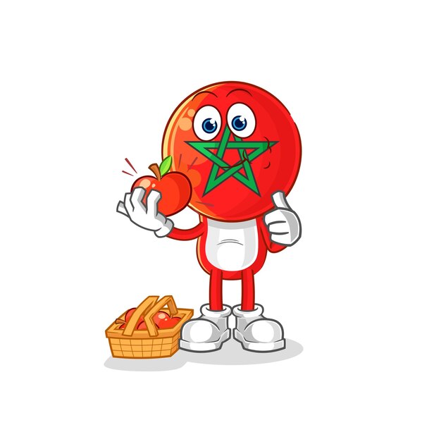Marruecos comiendo un vector de caracteres de ilustración de manzana