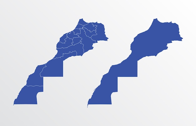 Marruecos mapa vector ilustración color azul sobre fondo blanco