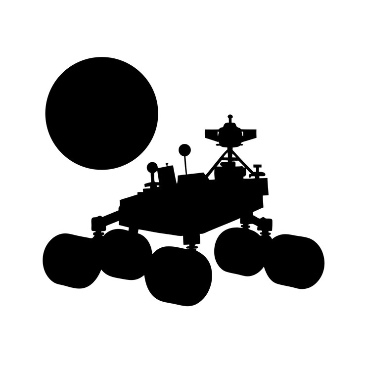 Mars Rover Silhouette on a White Backdrop