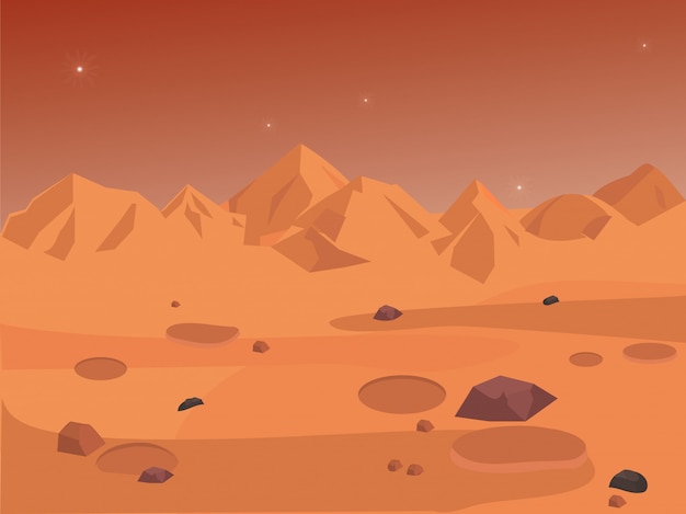 Vector marte paisaje, espacio de fondo sin fisuras