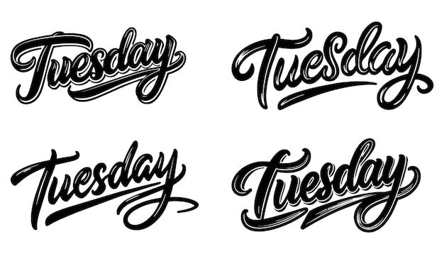 martes caligrafía inscripción conjunto de colección frase para la cuenta de cada semana tinta en blanco y negro