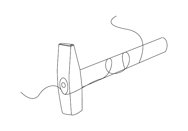 Martillo en continuo un simple dibujo de una sola línea un fondo de dibujo de una línea línea continua dr