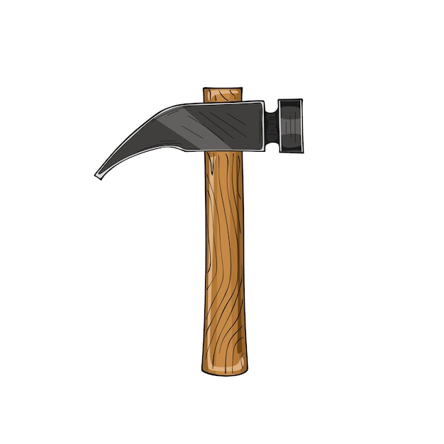 Martillo con mango de madera Ilustración vectorial