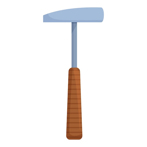Martillo de metal con mango de madera de pie verticalmente sobre un fondo blanco
