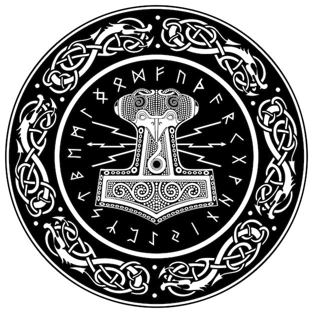 El martillo de Thors mjollnir y el ornamento escandinavo
