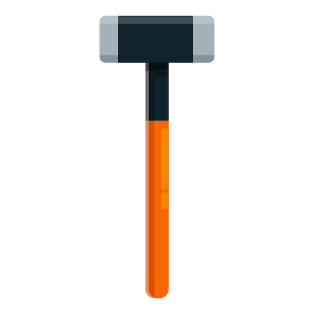 Martillo de trineo con mango de madera de pie en posición vertical sobre un fondo blanco