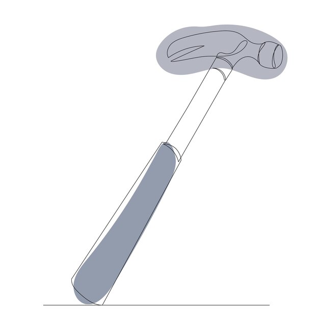 Martillo un vector de dibujo de línea continua