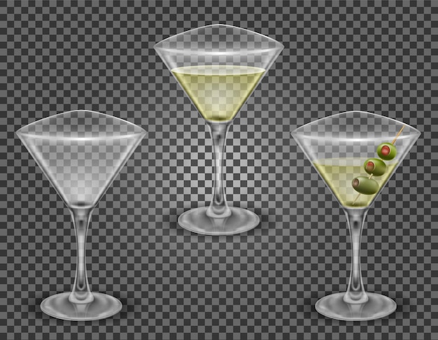 Martini cóctel bebida alcohólica vidrio vector ilustración