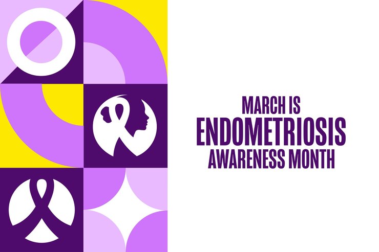 Vector marzo es el mes de concienciación sobre la endometriosis plantilla para un cartel de cartel de fondo con texto ilustración vector eps10