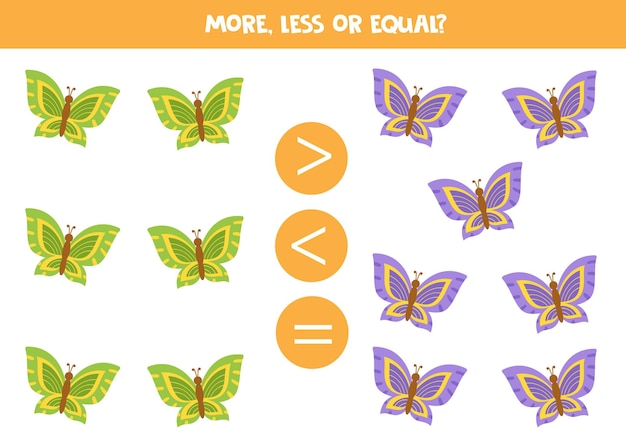 Más menos iguales con lindas y coloridas mariposas.