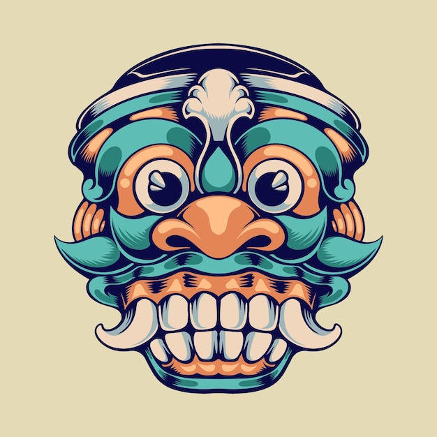 Máscara balinesa tradicional arte vectorial