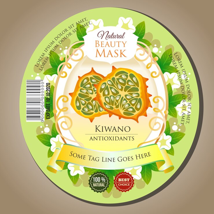 máscara de belleza kiwano etiqueta adhesiva