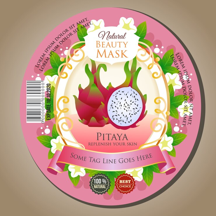 máscara de belleza pitaya etiqueta autoadhesiva