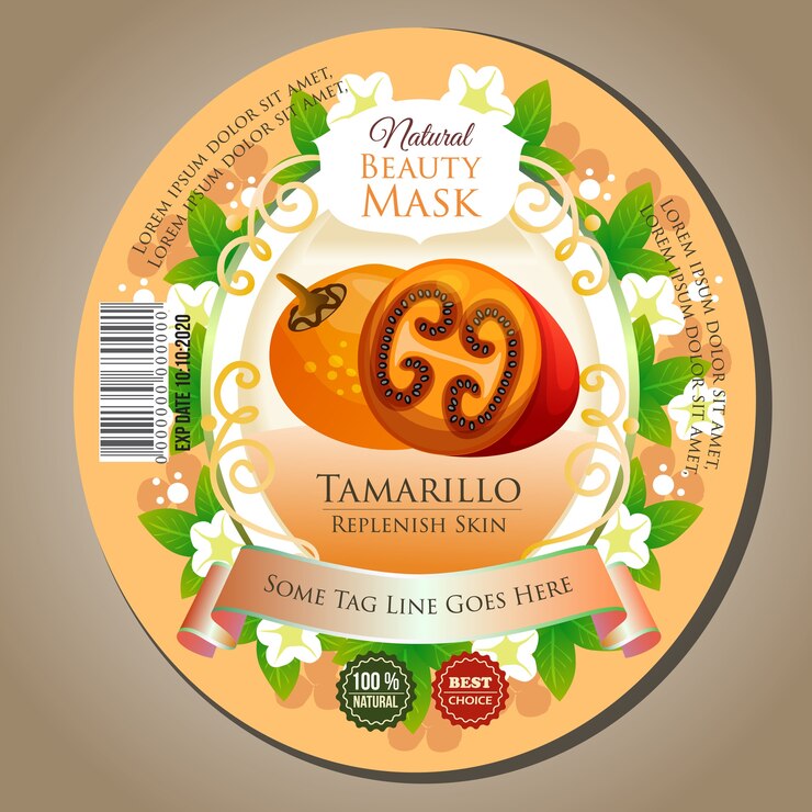 máscara de belleza tamarillo etiqueta adhesiva