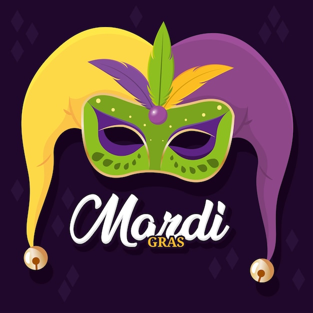 Vector máscara de bufón de color aislado mardi gras ilustración vectorial