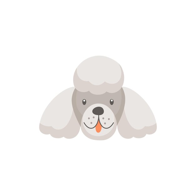 Máscara de cabeza aislada de retrato de cara de perro caniche blanco