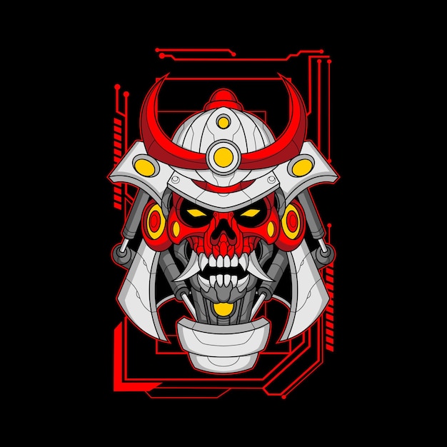 Máscara de calavera mecha samurai