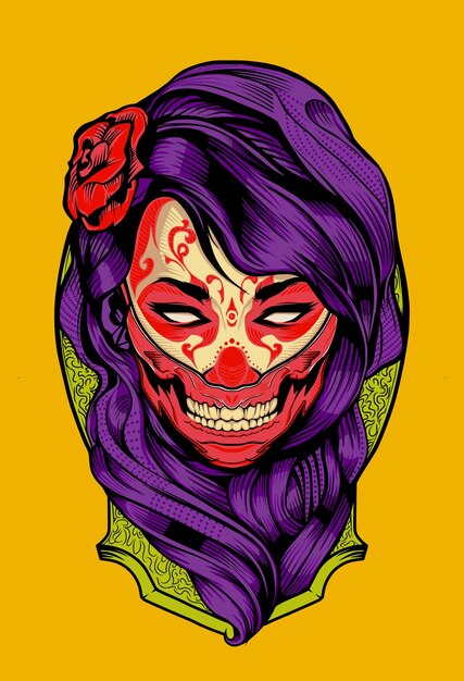 Máscara de calavera de mujer ninja