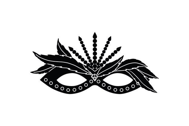 Máscara de carnaval elemento aislado negro Diseño de joyería facial con cuentas y plumas