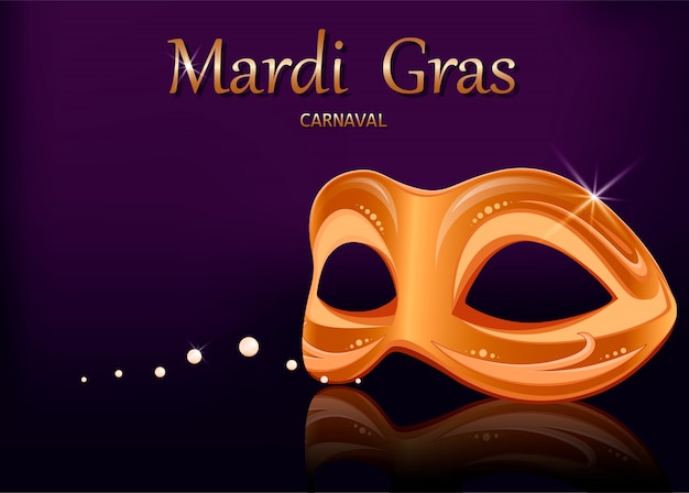 Máscara de carnaval de mardi gras. tarjeta de felicitación
