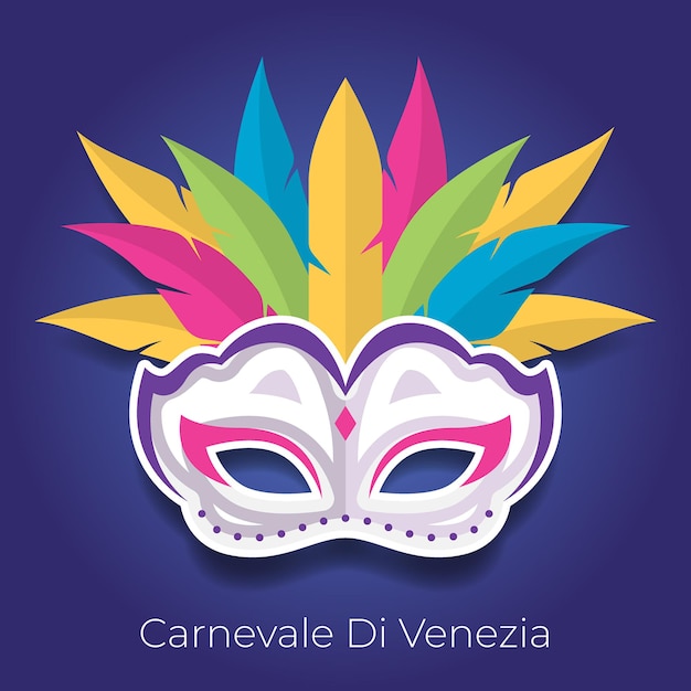 Vector máscara de carnaval con plumas de colores ilustración vectorial libre